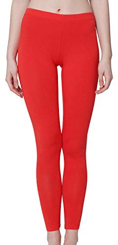 Celodoro Leggings de algodón para Mujer - hasta el Tobillo - Rojo - M
