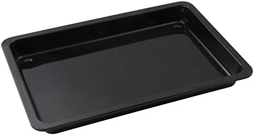 FMprofessional Pizzablech 42x29 cm, eckige Form ideal für Pizza, Backblech ist hitzebeständig bis 400°C, rechteckiges Blech mit Emaille Versiegelung (Farbe: Schwarz), Menge: 1 Stück.