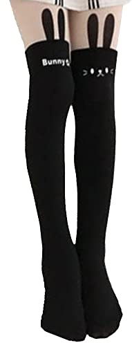ToBe-U - Medias kawaii de gato, medias de conejito de dibujos animados, calcetines para mujeres y niñas, lindos animales, falsos hasta la rodilla, nude, muslo, tatuaje, leggings con diseño de tatuaje,