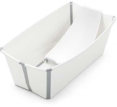 Stokke Flexi Bath (White) mit Newborn Support - Robust & einfach zu verstauen - Bequem für zuhause oder auf Reisen - Ideal für Neugeborene & Kinder bis 48 Monate