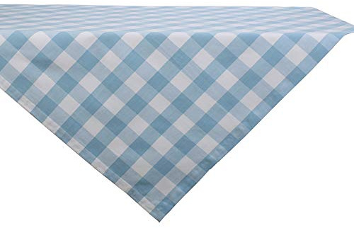 DII Buffalo Check Collection, Classic Farmhouse Tablecloth, Table Topper, 40x40-Inch Square, Light Blue & White