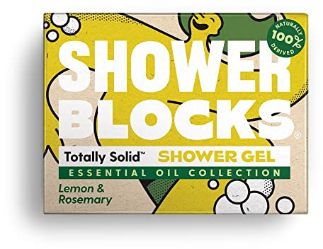 Shower Blocks - Lemon & Rosemary Solid Shower Gel | Plastic, SLS, SLES & Paraben Free | 100% Natural & Vegan | Moisturising Body Soap For The shower
