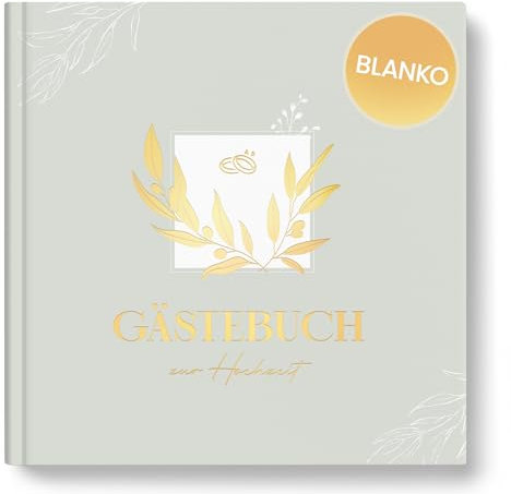 Hyggartn Gästebuch Hochzeit mit Blanko Seiten | Edles Hochzeitsgästebuch mit Goldfolienprägung | Perfekt Fotobuch Hochzeit für Brautpaare