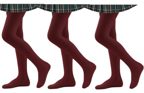 3 Pairs Girls Tights Kids Microfiber School Uniform Tights for Schoolwear Ballet Dance pantyhose Age 6-8 Years