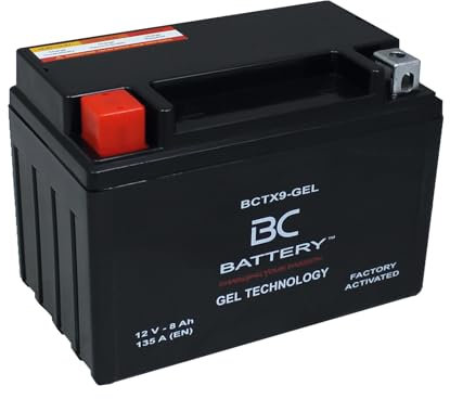 BC BATTERY Motorrad Starterbatterie mit GEL 12V 8Ah BCTX9-GEL Motorrad & Roller, wartungsfrei versiegelt vorgeladen ähnlich YTX9-BS