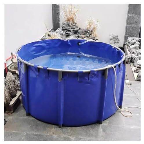 Générique PVC stort fiskdamm utanför marken, vikbar cirkulär design, 1 000 l hållbar vattentank för koi-karp och jordbruksbevattning (1,5 x 0,6 m)