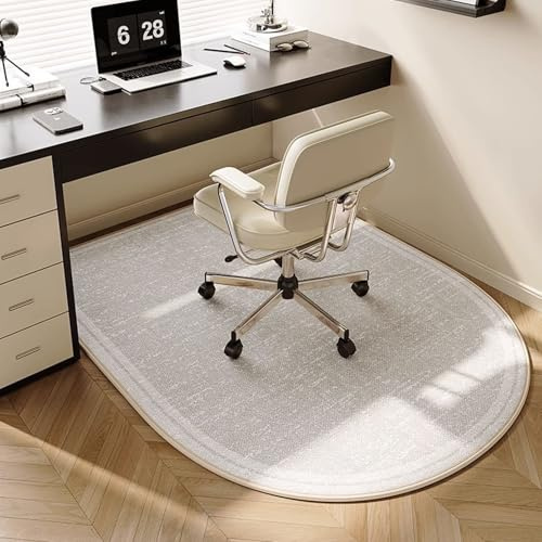 Highdi Alfombrilla para Silla de Oficina, Semicircular Protector Suelo Silla Ruedas Antideslizante y Antiarañazos, Alfombrilla de Protección para Suelos Duros (Gris Claro,90x120cm)