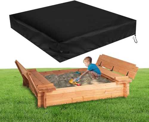 Fizentia Sand Box Cover,Waterproof 72in Sandbox Covers,500D Heavy Duty Outdoor-Cover Fits Sand Boxes with Lid,Wooden or Plastic Square Sandboxes-Cover (72 L x 72 W,Black)