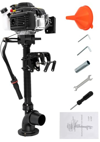 4 Stroke 4HP Outboard Motor, 55CC Petrol Boat Engine, Air Cooling Trolling Motor, CDI Ignition System, Short Shaft for Inflatable Boats, Fishing Boats, Dinghies, Kayaks