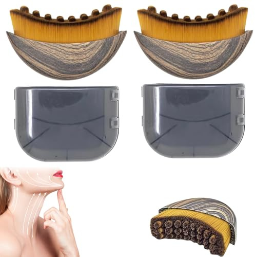 Brosse visage contour lymphatique, 2 brosses faciales de brossage à sec, masseur de drainage lymphatique pour visage, sculpture du menton et de la mâchoire, outil portatif pour le visage