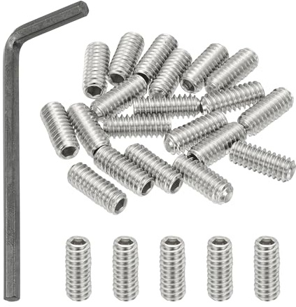PATIKIL Viti Cieche A Testa Cava Con Filettatura Interna Esagonale 1/4-20x5/8, 20 Pezzi Viti Set In Acciaio Inox 304 Con Punto A Tazza E Chiave hexagonal Per Maniglie Porte Bagno