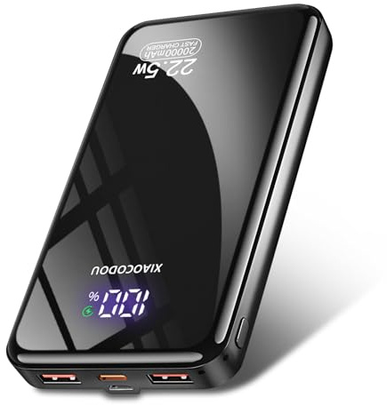 Power Bank 20000mAh, PD3.0 QC4.0 22.5W Fast Charging PD20W USB C Power Bank Portable Charger With LCD Display Compatible with iPhone 17 16 15 14 13 Android and more