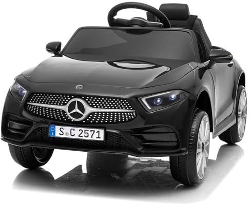 LEADZM Kinder Elektroauto Mercedes Benz CLS 350 mit 12V Kinderauto Elektrisch 2,4G-Fernbedienung, Elektrofahrzeuge 2-türig mit MP3, Musik, Hupe, LED-Leuchten (CLS Schwarz)