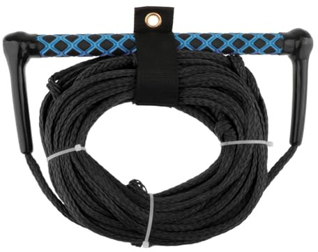 Ronyme Cuerda de esquí acuático de 75 pies con empuñadura, portátil, para Barco, Surf, Wakeboard, kneeboard, Cuerda Negra