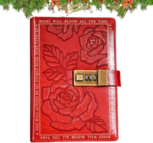 Genérico Felbok säker förvaringslåda - 20 cm säker ordbok med nyckel | Secret of Book Vault in the Rose Diary Style, dagbok med slott och 224 fodrade sidor