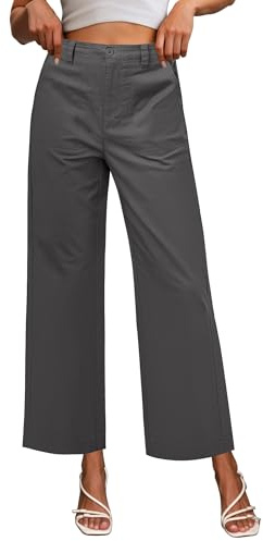 GRAPENT Wide Leg Pants for Women High Waisted Pants for Women Women's Business Casual Slacks Dark Gray Large US Size 12-14