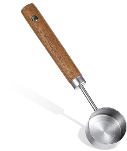 XLIUAX Coffee Measuring Scoop Spoon, 15ml Stainless Steel Wooden Coffee Spoon for Coffees, Tea, Ground, Cocoa & Kitchen Use