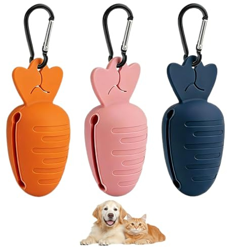 pclapora 3 Piezas Porta Bolsas Caca Perro de Silicona con Mosquetón