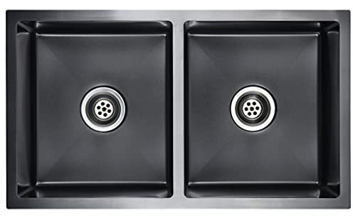 vidaXL Fregadero Hecho a Mano Pila Lavabo Cocina Comedor Alberca Servicio Grifo Lavar Platos Olla Integrado Acero Inoxidable Negro