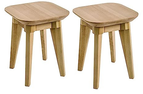 Krok Wood 2X Hocker aus Massivholz in Eiche 35x35x45 cm (Paris Eiche)