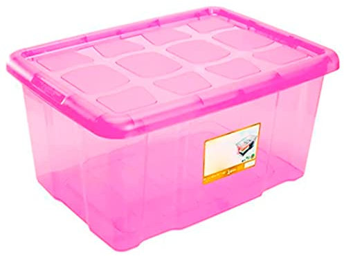 Acan Tradineur - Scatola di immagazzinaggio in plastica - Contenitore per giocattoli, libri, vestiti, coperte, n. 18 (rosa) - 45 x 61,5 x 29,7 cm - 60 litri