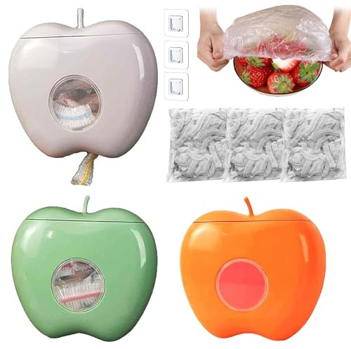 Frischhaltefolienspender Aufbewahrungsbox für Frischhaltefolie mit 300 Stück Frischhaltefolie mit Gummizug, 3 Stück Aufbewahrungsbox Aus Plastikfolie für Frischhaltefolie