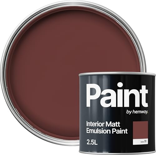 Hemway Mulberry Red Paint 2.5 L, Indoor Matt Finish, One Coat, Wall Paint, Acrylic & Water-Based Emulsion, Quick Dry & High Coverage for the Kitchen, Bathroom & Bedroom Walls & Ceiling