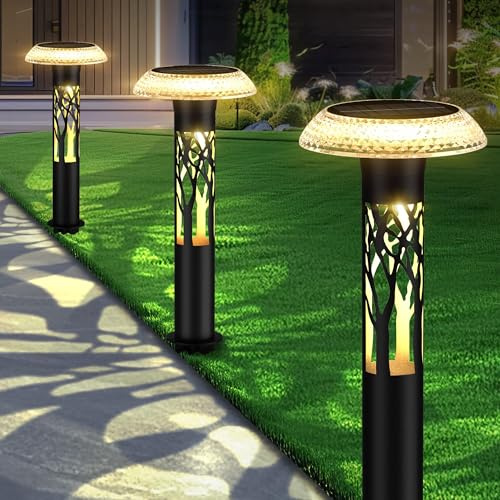 Eyrosa Large Solar Pathway Lights 6 Pack, 8 Modes Solar Lights Outdoor Landscape Lighting for Outside Path Walkway Driveway Sidewalk Patio Lawn Yard Garden Decor