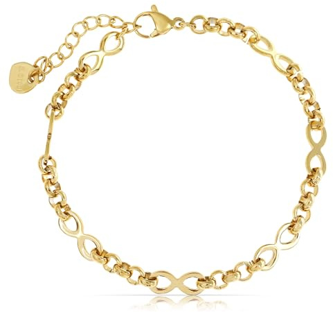 Made by Nami Edelstahl Armband Damen Gold mit Unedlichkeitszeichen 16 + 4 cm Länge Geschenk für Frauen Wasserfester Schmuck