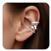 ALEXCRAFT Set di clip per orecchie da donna, multipack orecchini placcati argento 925 oro 14K cerchi piccoli ear cuff orecchini a bottone glitter impilabili resistenti all'acqua oro per multipli