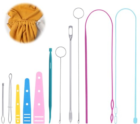 ADLABLD 11 Stück Durchziehnadel Set,Einfädelhilfe mit Kordelzug,Hoodie String Nadeleinfädler,Kordel Einfädler Werkzeug für Gürtel Nähzubehör Hoodies DIY Nähnen