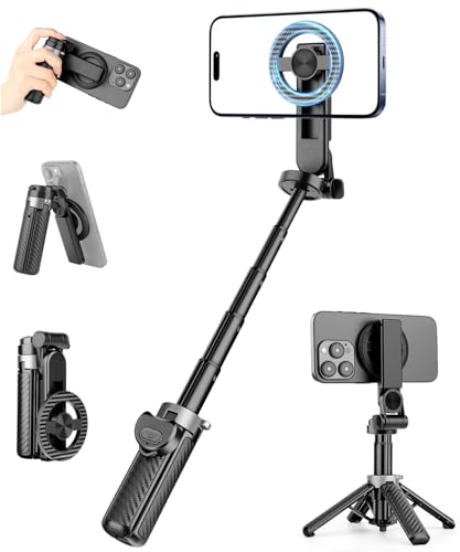 Victiv Magnetico Treppiede Smartphone, Mini Bastone Selfie Treppiede Mag-safe con Telecomando, Cavalletto per Smartphone Portatile, Selfie Stick Tripode Cellulare Compatibile con iPhone & Android