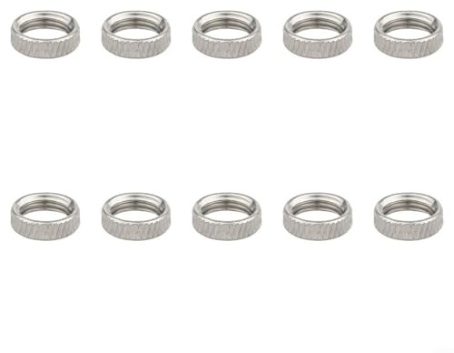 EffiFish Valve Stem Locking Nut For Presta Valves, 10 Pack Copper Alloy Bicycle Valve Locknut With 6V1/8V1 Threads, Silver For French And For American Valves(C)