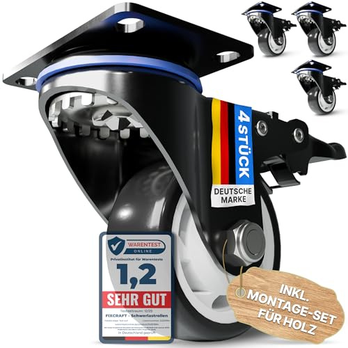 FIXCRAFT® 4 Ruedas para Muebles Pesados con Freno [75mm] - hasta 400kg