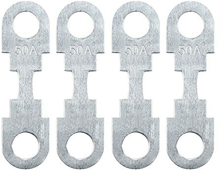 Sourcingmap - Tiras de fusibles planos de metal universales para coche DC 32 V, 4 unidades, 50 A, color plateado