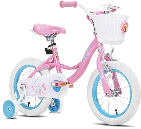 JOYSTAR Bicicleta Infantil de 14 Pulgadas para niñas de 3, 4 y 5 años, Bicicleta Infantil con Ruedas de Entrenamiento y Freno de Mano para niños de 3 a 5 años, Rosa
