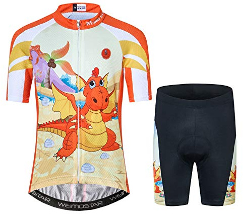 Juego de camiseta de ciclismo para niños, camiseta de bicicleta de manga corta para niños y niñas, diseño de dibujos animados, secado rápido S-XXL