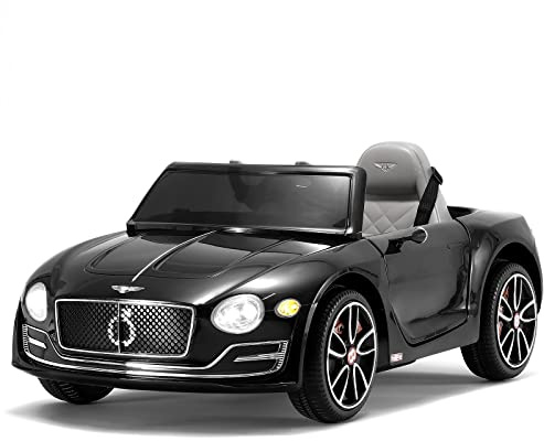 SEHOMY 12V Bentley Electric car for Kids with Remote, EXP12 Kid Cars to Drive Battery Powered Ride On Vehicle with 4 Wheels, Foot Pedal, 2 Speeds, Music, Aux, LED Headlight, Music Player Black