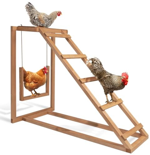 IDMarket - Holzspielplatz für Hühner mit Schaukel und Sitzstange
