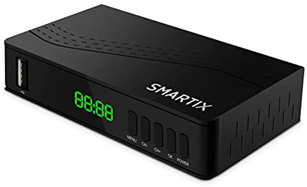 Atlantis SMARTIX DH17 Decodificador Digital Terrestre DVB T2 HEVC H.265 mpeg2/mpeg4 H264 Media Player Puerto USB. HDMI y SCART Mando a Distancia Learning, Main 10, Negro