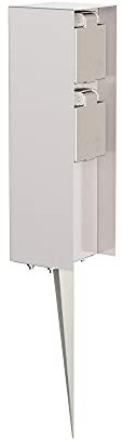 ledscom.de Columna de Toma de Corriente para jardín POMI con Pica de Tierra para Exterior, IP44, 2 Veces, Acero Inoxidable, Angular, 23cm