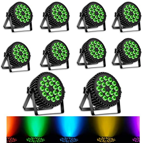 DELIBANG LED Par Scheinwerfer 200W 18 LED Bühnenlicht Strahler Discolicht Partylicht,8CH Par LED RGBW DMX Strobe Sound Aktiv Modus Beleuchtung DJ Lichteffekt für Show Bar KTV Party Halloween 10pc