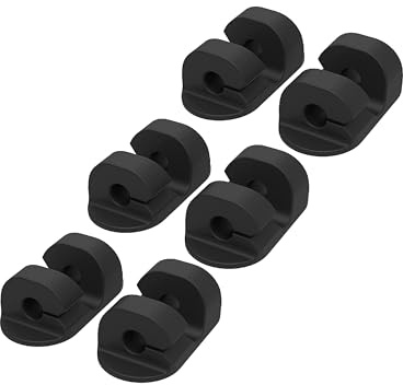 Scosche CMAA2-6PKRP 6 Pack Adhesive Cable Management Clip Kit, Cord Organizer, Wire Holder for Desk, Nightstand, Phone Charger, Computer, Home, Office, Car, Black