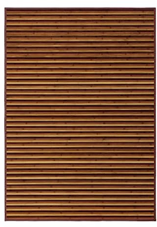 JUANIO Tapis de Sol antidérapant, Moquette à Rayures en Bambou Coloris Marron - Longueur 200 x Profondeur 140 cm