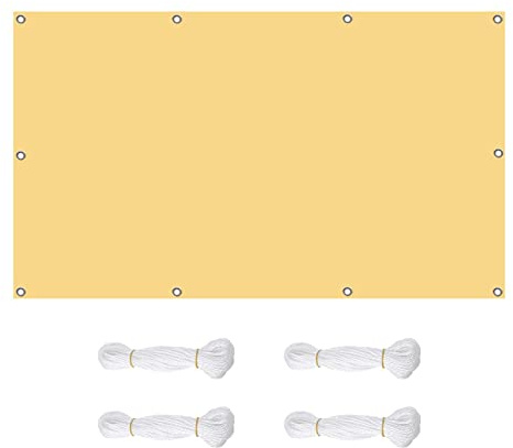 Tenda parasole rettangolare, 3,5 x 9 m, impermeabile, con kit di fissaggio, per esterni, cortile, prato e giardino, resistente all'usura, colore crema, ideale per protezione UV e ombra