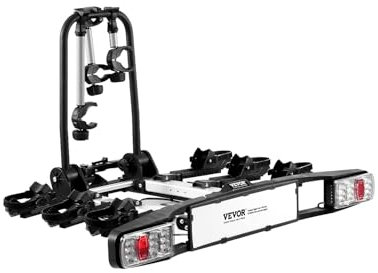 VEVOR Faltbarer Fahrradträger Kupplungs-Fahrradträger für 5 cm Aufnahme, Heckträger Radträger für 3 Fahrräder bis 65 kg Tragkraft, abschließbarer Fahrradträger für E-Bikes mit Rücklicht