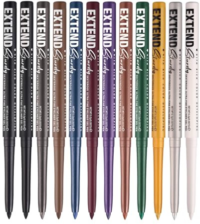 Set di matite per rivestimenti per gli occhi, fodere per gli occhi in gel - 12 Colori Pencite per sopracciglia impermeabili | Penne in gel di lunga durata, cosmetici a prova di sbavatura per donne