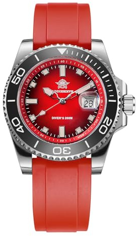 ADDIESDIVE Montre de plongée 200m Quartz Hommes BGW9 Lunette Céramique Lumineuse Montre Analogique Hommes avec Bracelet Caoutchouc AD2089