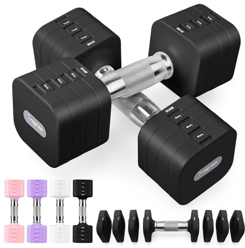 Fragraim 5 KG x 2 Adjustable Dumbbells Set for Women Men Dumbbell Set Adjust Dumbbell Weight Sets for Home Gym Exercise Workout Strength Training Equipments - Black