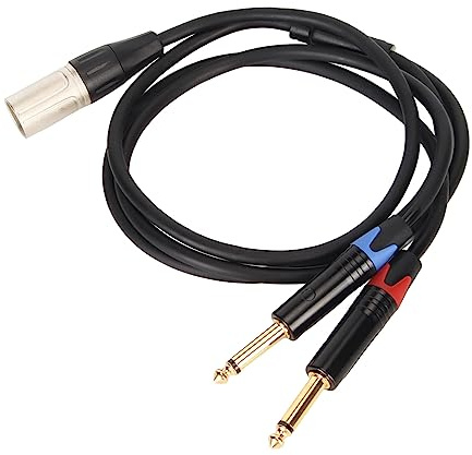 Aramox Dual 1/4 Tum Till XLR Man Y Splitter Cable XLR Male Till Dual 6.35mm TS Mono Plug Microphone Sound Converter Adapter (2m)